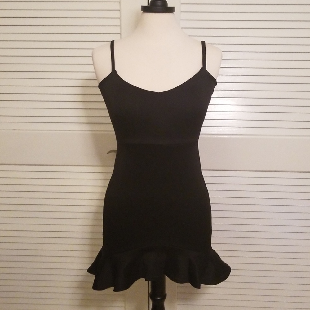 Boohoo Petite Ponte Frill Hem Dress